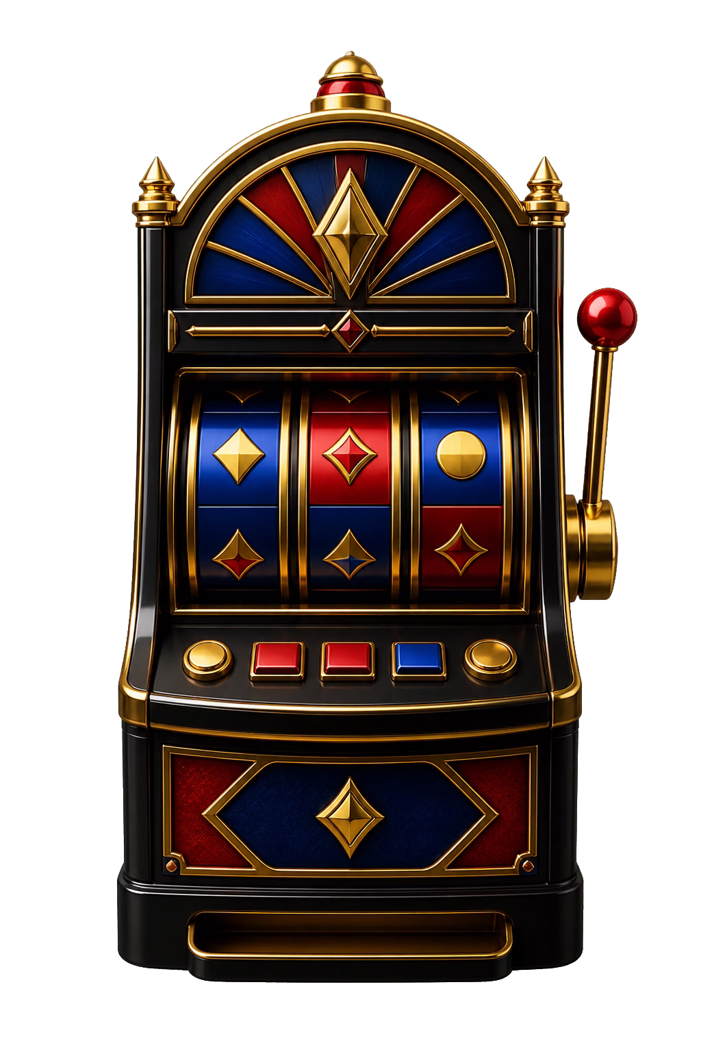 Black and gold three-reel slot machine