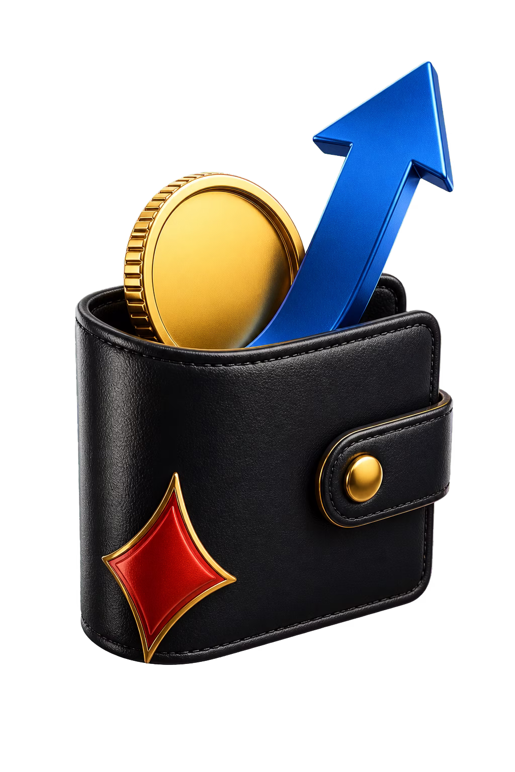 Black wallet with gold coins and a withdrawal arrow