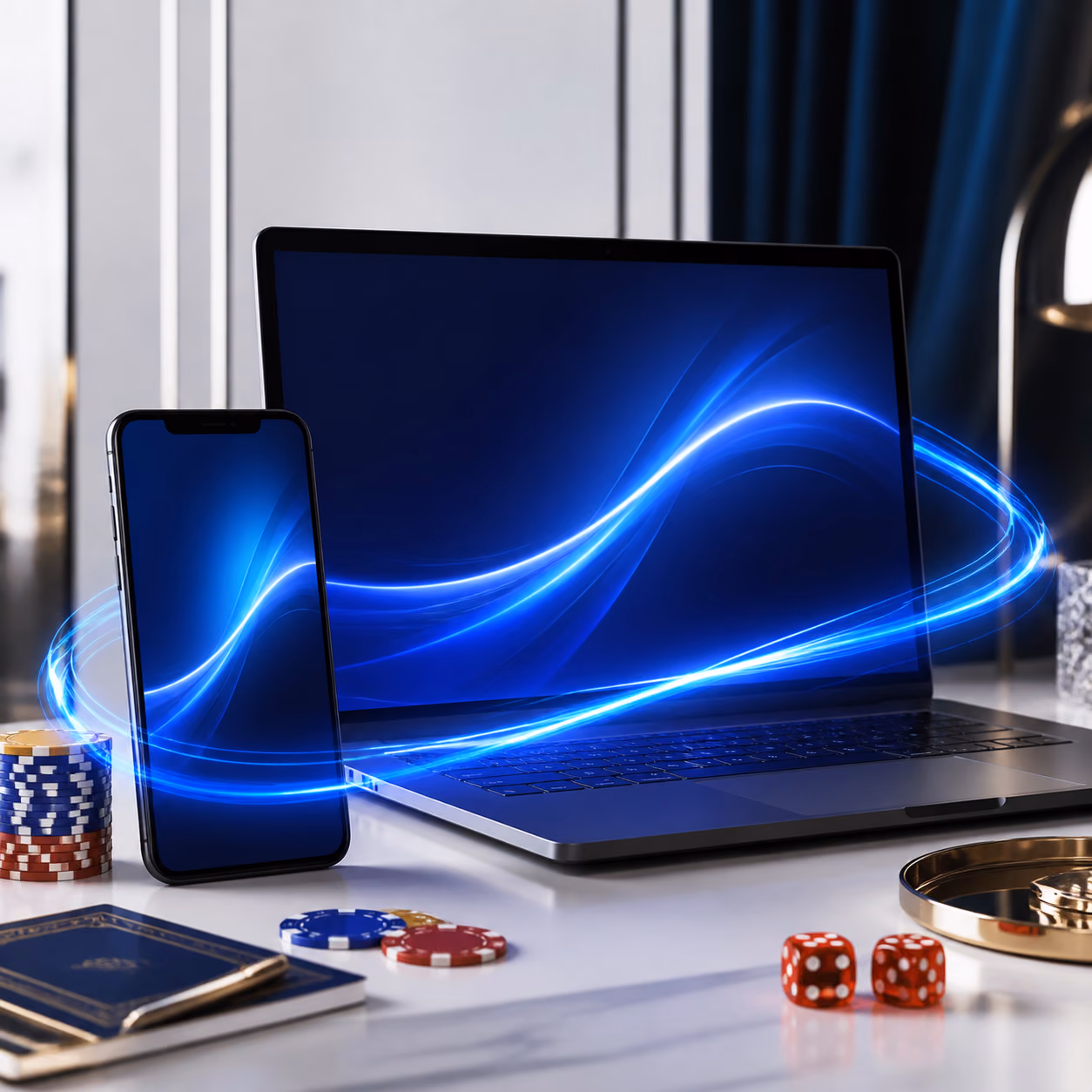 Mobiler Zugang zu einer Casino-Website auf Smartphone und Desktop