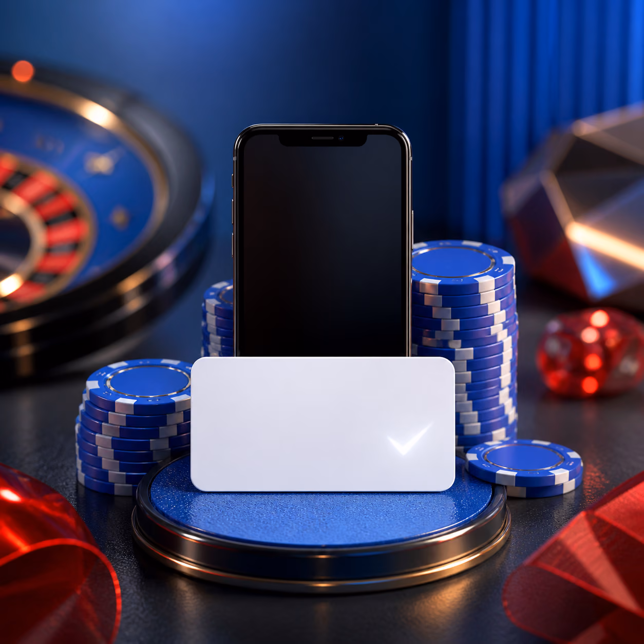 Promo-Code-Prüfung mit Smartphone, Karten und neutralem Eingabefeld