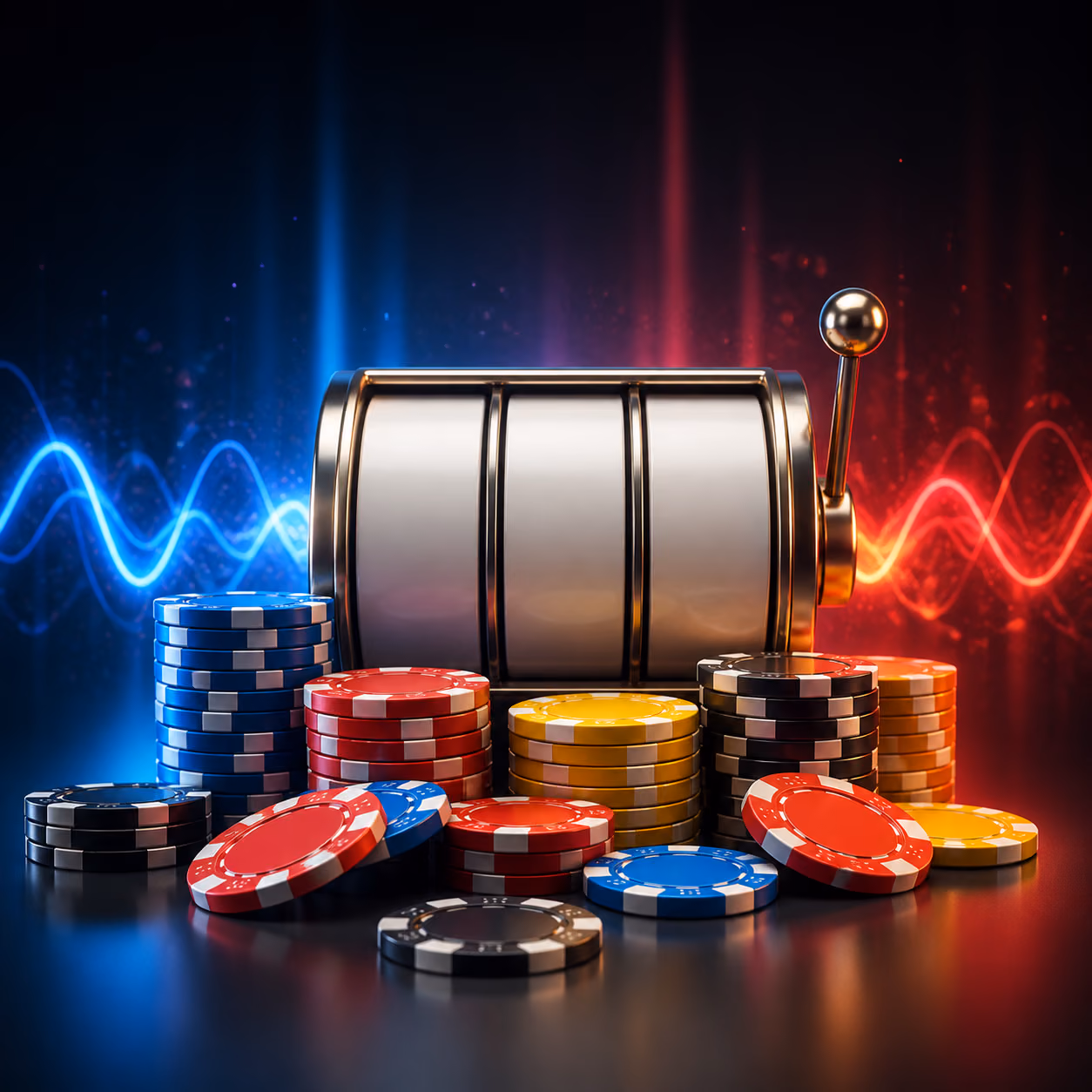 Slot-Volatilität und Trefferhäufigkeit als abstrakte Casino-Illustration